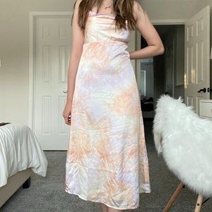 Lulu's Tie Dye Silk Midi Dress